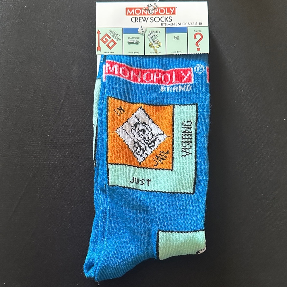 Blue monopoly Crew Socks unisex NWT